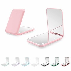 Kakuje Compact Mirror, 1X/3X Magnification LED Pocket 3.1″L x 3.1″W, Pink
