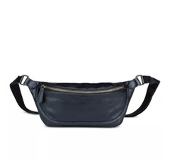 PX Faux Leather Fanny Pack Black Adjustable Strap Zippered Pockets