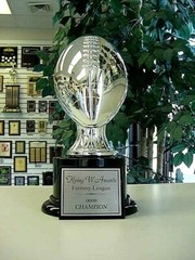 FANTASY FOOTBALL TROPHY SILVER HEAVY RESIN FREE ENGRAVING QUALITY AWARD NB8 *^