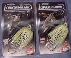 Lot of 2 -THE LONGSHANK- 1/4 oz Spinnerbait White & Chartreuse- CWNN-068