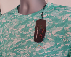 Greg Norman PlayDry Golf LS Crew Neck Shark Camo printed Shirt Medium Green NEW