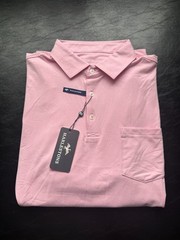 NWT MEN’S HARLESTONS SEASIDE POCKET POLO, COLOR: MILLS PINK, SIZE: 2X-LARGE