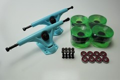 Longboard Skateboard Lot Trucks, Wheels, Bearing, & Hardware Blank Parts Set
