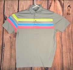 Men’s Under Armour Medium Chest Stripe Polo Golf Shirt Gray