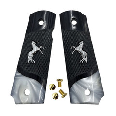 1911 Grips Full Size fit Colt Springfield Grips Wood W/Silver Horse & 4 Screws