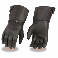 Men’s Thermal Lined Leather Gauntlet Gloves W/ Snap Wrist & Cuff – SH264