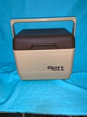 Vintage GOTT Lunch Tote 6 Tan & Brown Cooler 6 Pack USA Made, SUPER CLEAN,
