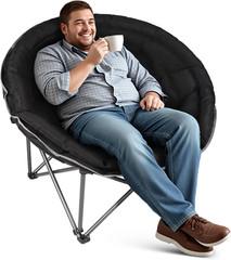 Oversized XXL Folding round Camping Chair,Super Comfy Padded Moon Camp Chairs,He