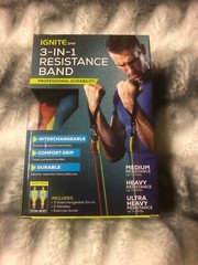 Ignite Spri 3-in-1 Resistance Band Kit ~ 3 Interchangeable Bands, 2 Handles NIB