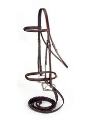 Equitare Bridle Braided Show Cavesson Laced Reins Full Brown 20-9572