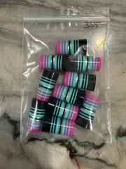 Custom ferrules black w teal, white and pink rings .355 x 1” 10 pack