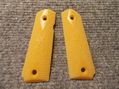 Custom Grips for Browning 1911-380, 1911-22 Checkered Camel Brown