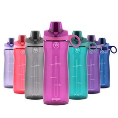 Pogo BPA-Free Plastic Water Bottle with Chug Lid, Fuchsia, 18 oz.