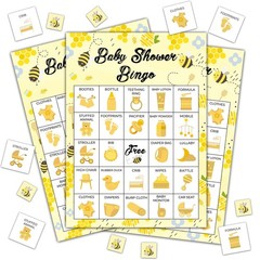 Baby Shower Bingo – 24 Player Bee Themed Game for Adults and Gender Reveal Pa…
