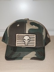 Camouflage Cap With American Flag