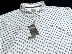 Callaway Mens XL Opti-Dri Allover Cocktail Print Shirt Golf Polo Bright White