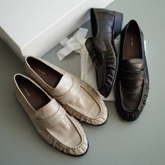 Womens THE ROW New Retro Pleated Casual Shallow Flat Heels Single Loafers Shoes