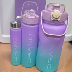 DRANGR 64 fl oz Purple/Teal Gradient Reusable Plastic Water Bottle Set Flip Lock