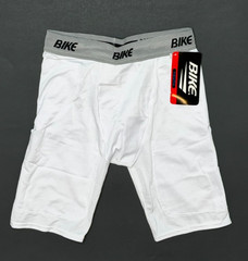 BIKE, Youth, Compression Shorts w/6 Pad Pockets, White. Size Youth Large