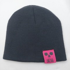 Pink Skull Knit Black Beanie Hat Cap Bayside Made In USA