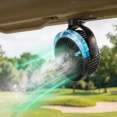 VENSWID Magnetic Golf Cart Misting Fan with Heavy-Duty Strap, 1-Pack, Black