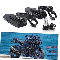 Motorcycle Handlebar Bar End Mirror, Universal 7/8″ Irregular Shape-Black#1