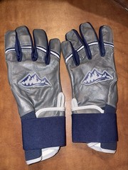 Red Rock Baseball Batting Gloves Cabretta Leather Long Cuff Large Gray Blue
