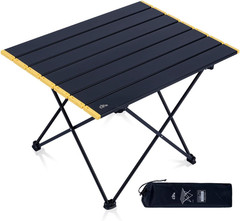 Ultralight Compact Camping Folding Table with Carry Bag (Black – L)
