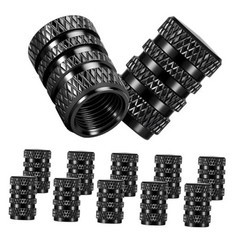 Tire Valve Stem Caps, Black Anodized Aluminum, 12PCS/Pack, Corrosion Resistant