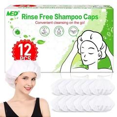 Shampoo Caps No Rinse Waterless Hair Washing Shower Caps 12 Packs Elderly Women