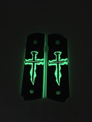 Full Size 1911 Grips Cross Glow in Dark full size Colts, Custom 3D printed