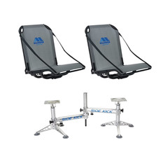 2X Millennium B100 Gray Boat Seats + 1X D200 Sidekick Double Fishing Seat Mount