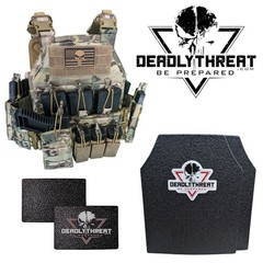 Urban Assault Camo 7 Tactical Vest Plate Carrier W/ Level III L3 Armor Plates