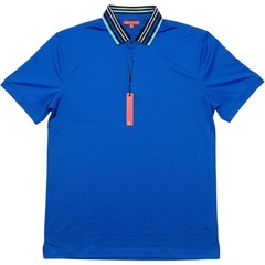 Redvanly Mael Polo Mens Medium Marine Blue Striped Collar Regular Fit Modern