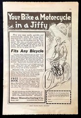 1919 Shaw Motor Attachment “Make Your Bike a Motorcycle in a Jiffy” Motorbicycle