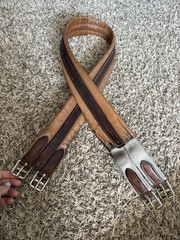 Chestnut Brown Padded Leather English Girth 50” Very Soft and Supple w/ Elastic