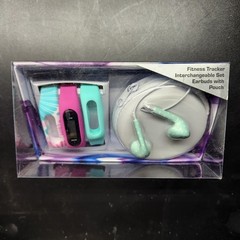 Fitness Tracker Interchangeable Band Includes Headphones and Pouch