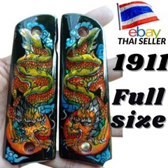 Handcraft pistol grip for 1911 Handmade golden dragon WOOD inlaid pearl Gunmount
