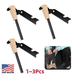 1/2/3Pcs Fire Starter Flint Steel Striker Survival Kit Ferro Rod Camping USA