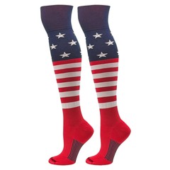MK SOCKS USA Flag Navy White Red Stars & Stripes Over the Knee Sports Socks