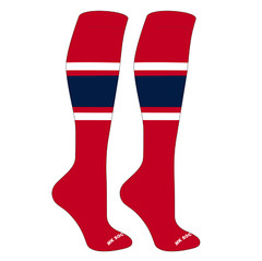 MK Socks Striped OTC Baseball, Softball, Football Socks (B) Red, White, Navy