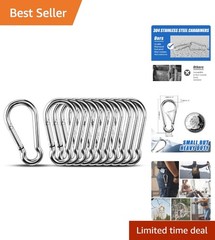 10pcs Small Carabiner Clip Hooks 1.57″ Carabiners Heavy Duty, 304 Stainles St…
