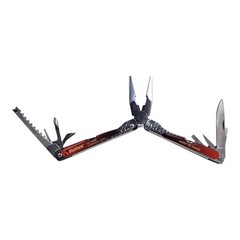 Sheffield No 1200E Stainless Steel Multi Tool Pliers Saw Knife Red Handle 4in