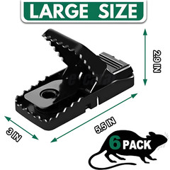 6 Pack Large Mouse Traps Killer Reusable Snap Trap for Rat Mice Gophers Chipmunk