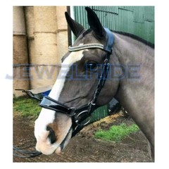 Patent Leather Fairfax Drop Noseband Bridle With Mega Bling Browband In 4 Sizes