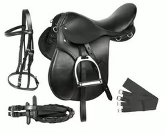 Premium Black Leather Softy Treeless Horse Saddle 17″ to 18″ with Matching Girth