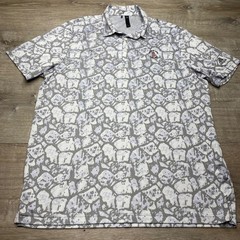 Adidas Shirt Harbour Town Golf Links Mens XL Grey White Stone Print Polo GR3093