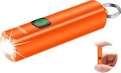 Orange Rechargeable Mini Keychain Flashlight 3 Modes Waterproof EDC Light