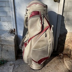 Founders Club Unisex Premium Cart Bag 6 Way Organizer Divider Top Beige Red