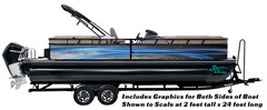 Blue Lines Gray Grunge Graphic Kit Decal Fishing Boat Wrap Vinyl Pontoon